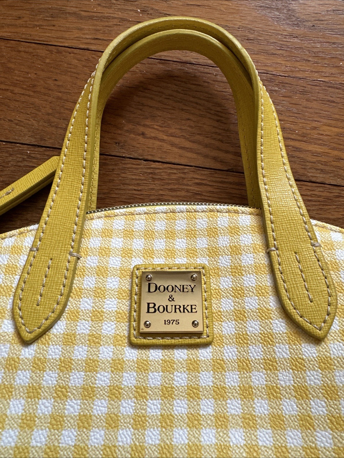 Dooney & Bourke Yellow Gingham Pattern Small Cros… - image 4