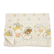 VTG Teddy Beddy Bear 1985 Baby Receiving Blanket Riegel Morgan Moon Stars