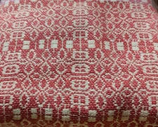 New Primitive Colonial Style WOVEN RED QUEEN COVERLET Bedspread Cover
