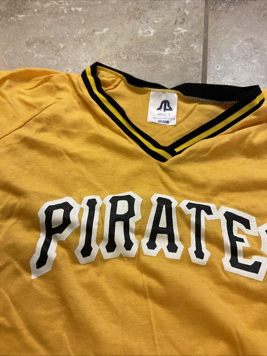 VINTAGE Pittsburgh Pirates Jersey Shirt Adult L Yellow Spell Out