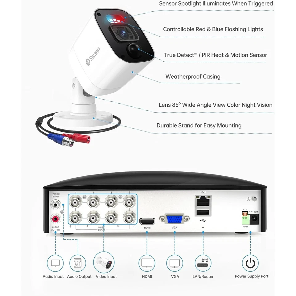 Swann 1080P Wired Home Security System 4 Bullet Cameras 1TB Hard Drive - Image 3 of 4