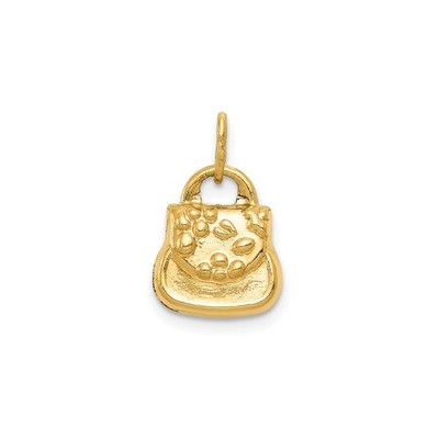 14k Gelbgold Handtasche Charm Anhänger Geldbörse Design mit Münzen für Halskette Klammer