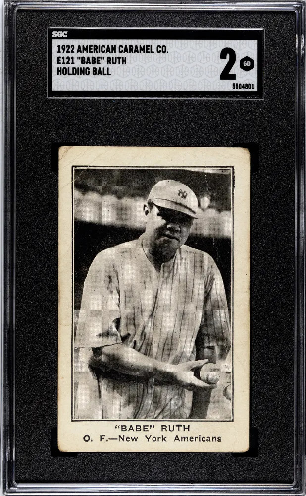 1922 American Caramel Co. Series of 120 (E121) Babe Ruth Holding Ball SGC 2