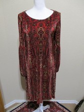 Tiana B New with Tags Women Size 8 Red with Black  Tan Long Sleeve Mini Dress