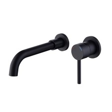 Wall Mount Bathroom Faucet Single Handle Matte Black Valve