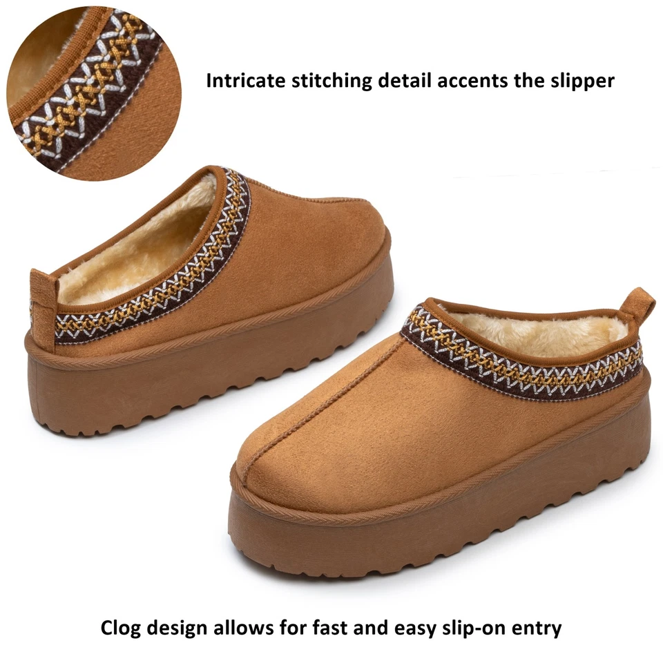 Alpine Swiss Emily Mujer Plataforma Zapatillas Esponjosas Cálidas Sin Cordones Botín Corto Foto 4 de 4