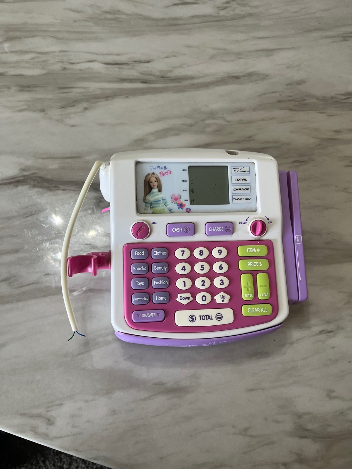 как выглядит Vintage 1999 Mattel Barbie Shop With Me Cash Register - w Cash Coins Cards фото