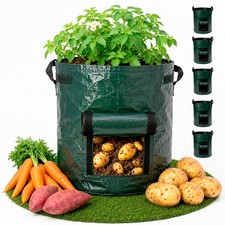 Bolsas de cultivo de patatas de 10 galones con asas y ventana de cosecha.
