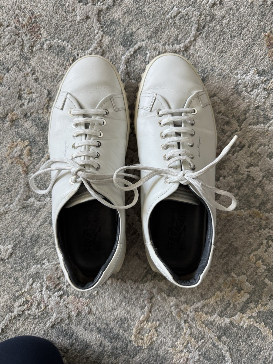 Salvatore Ferragamo Cube White Leather Low Top Sneakers  display picture 1
