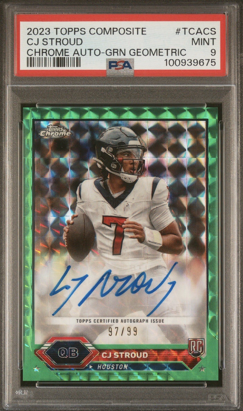 2023 Topps Composite Chrome 🟢🔥CJ Stroud RC Auto Green Geometric #97/99 PSA 9