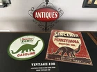 Sinclair Pennsylvania Motor Oil Metal Sign Lot/2 w/Round Dino Sign Vintage Style