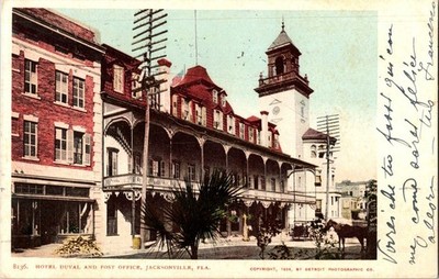 1905 Jacksonville FL Hotel Duval Post Office Early Florida Architecture Postcard