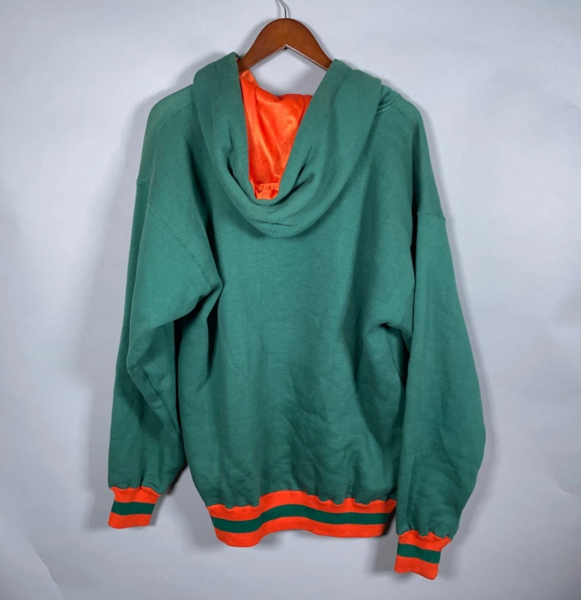 VETEMENTS Felpa con cappuccio Miami Hurricanes adulto grande verde ricamata Crable Henley