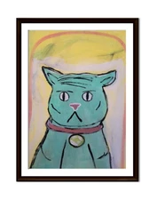 Angry Cat Painting Modern Original abstract 14x11 Painting On Paper 117lb 