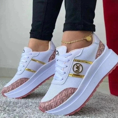 Chaussures femme mode grande taille tête ronde à lacets décontractées bas épais - Photo 7/28