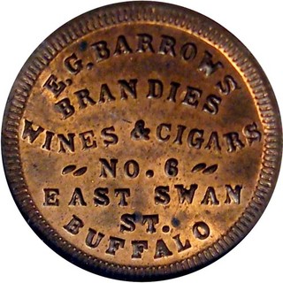 Buffalo New York Civil War Token Barrows Brandies Wines & Cigars R7 NGC MS64 RB