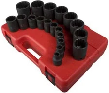 12-Point SAE Socket Set 1/2" Drive 19-Piece Metal Finish