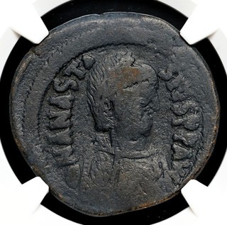 BYZANTINE. Anastasius I. 491 518. Æ Follis Constantinople NGC Fine