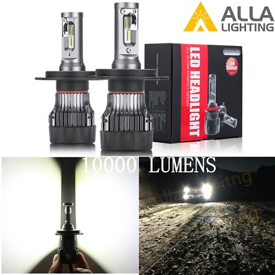 Alla Lighting S-HCR H4 Headlight Bulb Super Bright White Replacement, Slim Fan