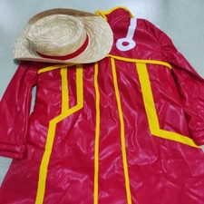 Red Long Hooded Coat Gloves with Socks Hat