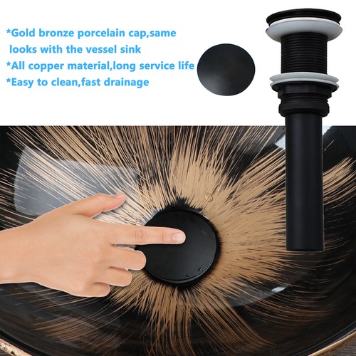 Ceramic Basin Vessel Sink Washing Bowl Deck Mounted Waterfall Mixer Faucet Drain - Bild 24 von 31