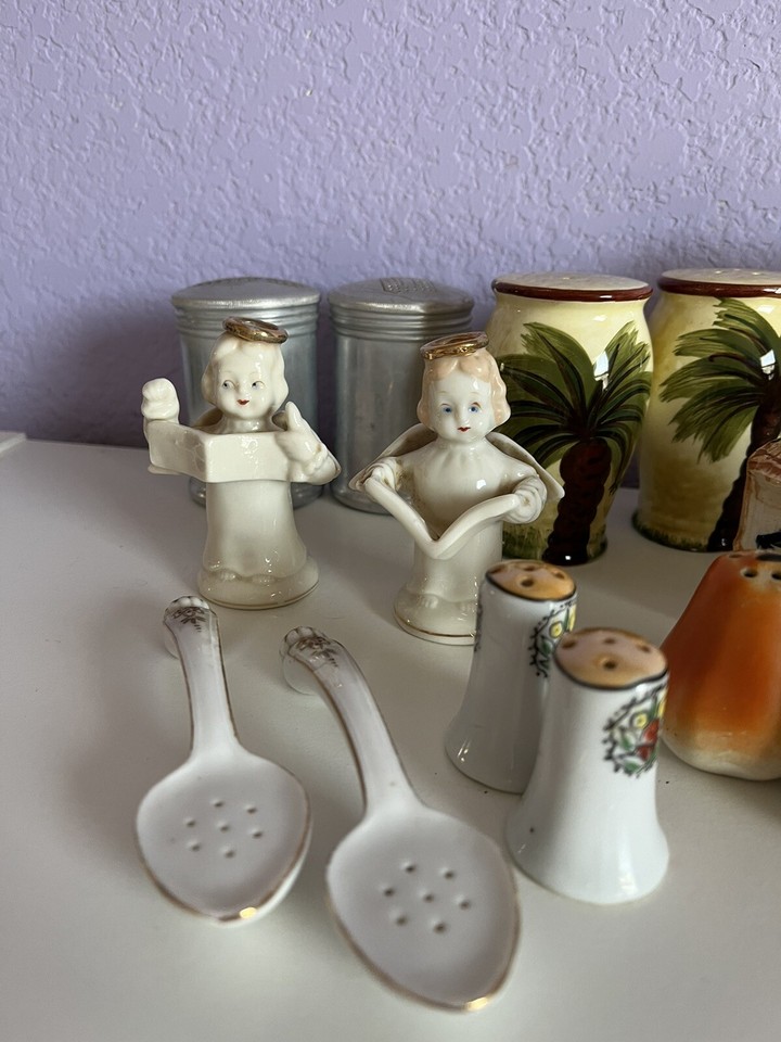Vintage Salt And Pepper Shakers Lot Various Figures Glass Vintage