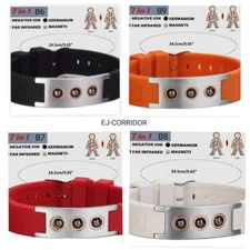 Silicone  Sport Power Energy Bracelets-7 Energy Elements in 1