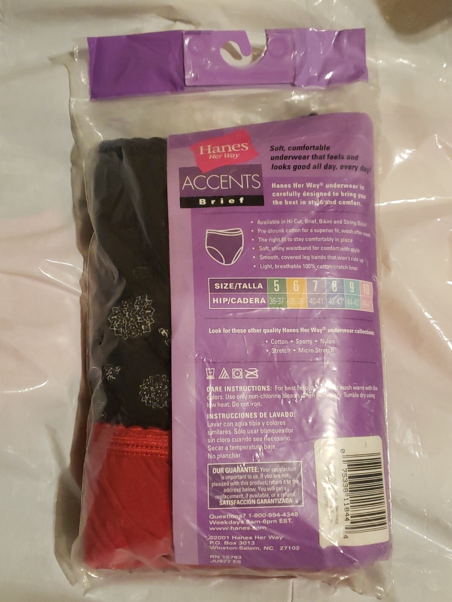 Hanes Her Way Womens Cotton Accent Brief Underwear Vintage 2001