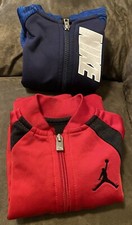 Lot of 2 Nike and Jordan Size 12 Months Full Zip Navy and Red Track Jackets