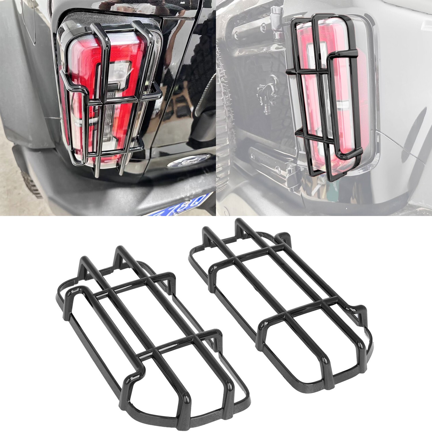 For Bronco Accessories Taillight Guards Cover Trim Black 2021-2024 2-PACK