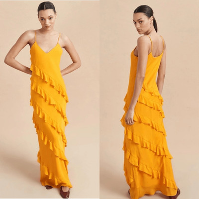 NWT La Ligne Gio Silk Dress in Marigold size S