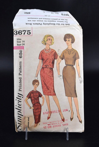 VTG CUT 60s Simplicity Sewing Pattern 3675 Women Miss Skirt and Top Size 14