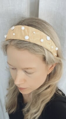 NEW Lizzie Fortunato Gold Headband with Pearl Embellishments 