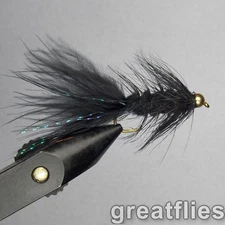 1 dozen (12) - Woolly Bugger - BLACK - Bead Head