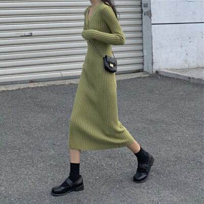 Women Knee Length Knitted Sweater Dress 2022 Autumn Slim Fit Mid Length Dress | eBay Women Knee Length Knitted Sweater Dress 2022 Autumn Slim Fit Mid Length Dress | eBay