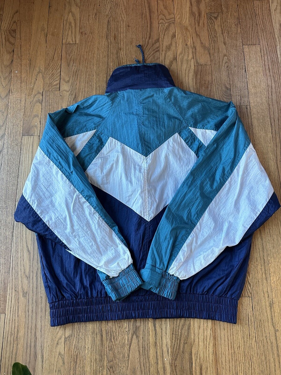 Vintage Givenchy Jacket 80's 90s White Blue Zip X-Large