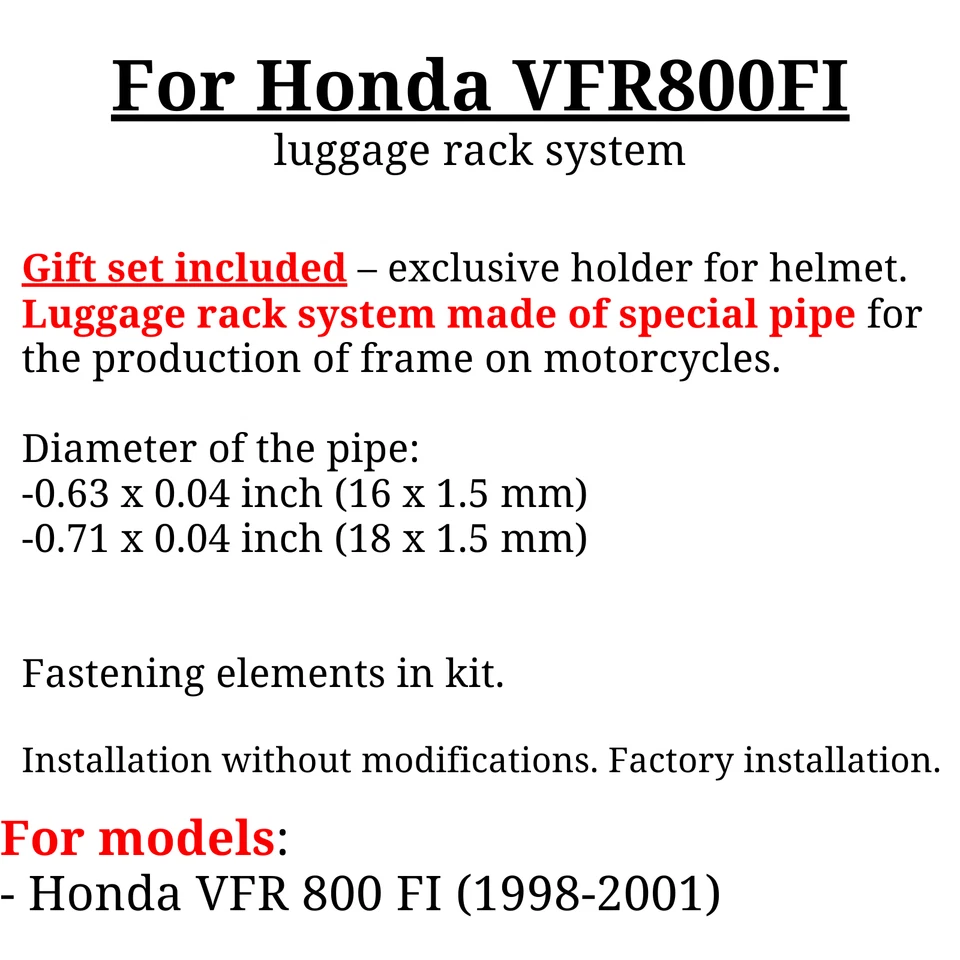Sistema portaequipajes para Honda Interceptor 800 VFR 800 FI 98-01, regalo Foto 3 de 4