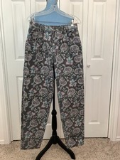 Vintage 1980's 1990's Liz Wear Floral Denim Jeans Pleated Straight Tapered 12