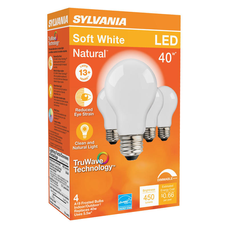 Sylvania Natural A19 E26 (Medium) LED Bulb Soft White 40 Watt Equivalence