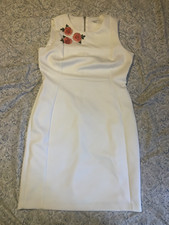 Calvin Klein Woman's Plus Embroidered Scuba Sheath Dress White - Size 14