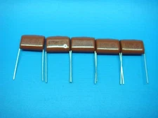 (5) MERITEK DMPE105K2E 250V 1.0uF 85°C +/-10% RADIAL FILM CAPACITOR