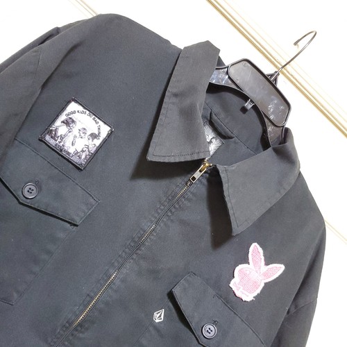 Volcom Jacket Men Large Black Skater Music The Cure Blood Flowers Playboy Good - Picture 6 of 24