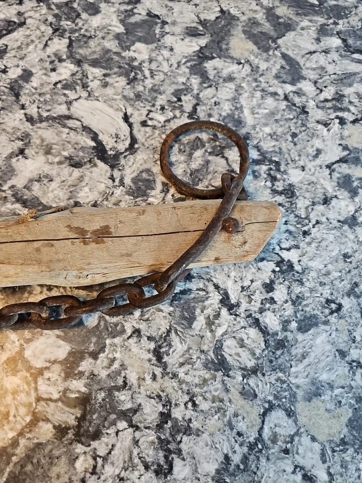 Antique 48" hand hewn wooden Oxen YOKE with chain primitive farm decor - Image 4 of 4