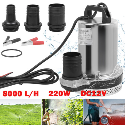 DC 12V Tauchpumpe 8000L/h Schmutzwasserpumpe Gartenpumpe Teich