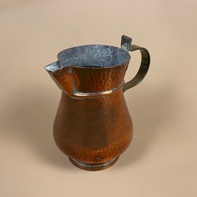 Antike Kupfer Vase Kanne gehämmert Metall Vintage Blumenständer Messinggriff