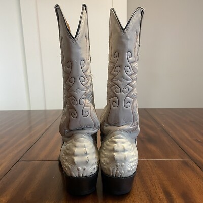 BOTAS JACA Exotic Crocodile Print White Boots Men display picture 3