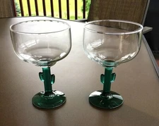 Libbey Cozumel Southwest Green Cactus Stem 16 oz. Margarita Glasses, Set of 2 