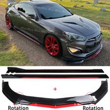 For Hyundai Genesis Coupe Gloss Front Bumper Spoiler Lip Splitter + Side Skirts