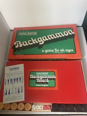 Vintage Backgammonhaus Martin Komplettsatz Brettspiel lackierte Teile