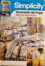 Simplicity pattern 3404S in Spanish Accessorios Basicos De Cama ~ uncut